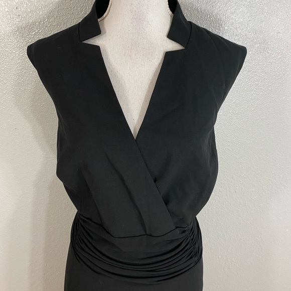 NWT Calvin Klein black notch neck faux wrap dress - Picture 3 of 7
